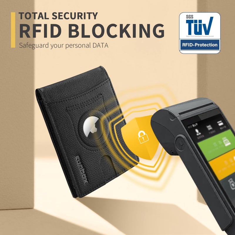 RUNBOX محفظة آير تاج للرجال رفيعة مع حجب RFID من الجلد مع حجرة للفواتير حافظة بطاقات قابلة للطي هدايا للرجال والآباء - Image 5